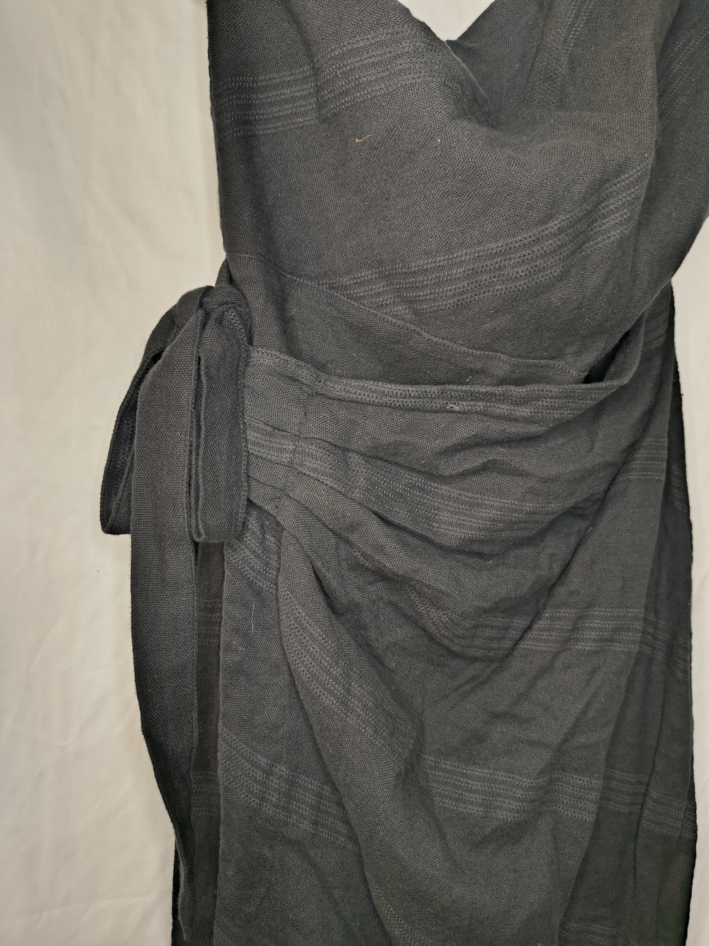 Free People One-Shoulder Black Wrap Dress with Side Tie - Picture 2 of 9
